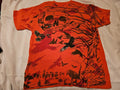 Y2K Orange Halloween Skulls Ravens Shirt - Adult Size Medium