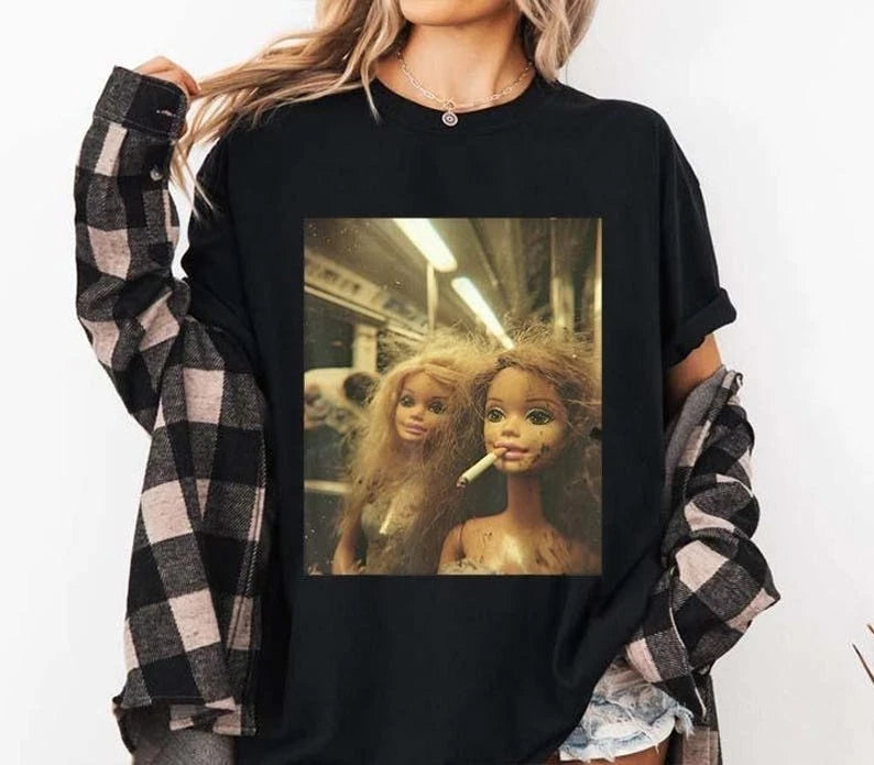 Funny Disgusting Doll Face Meme Smoking T Shirt