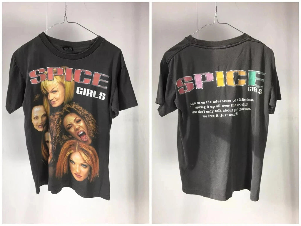 Vintage Spice Girls 90s Band Basic short sleeve black 2 side shirt