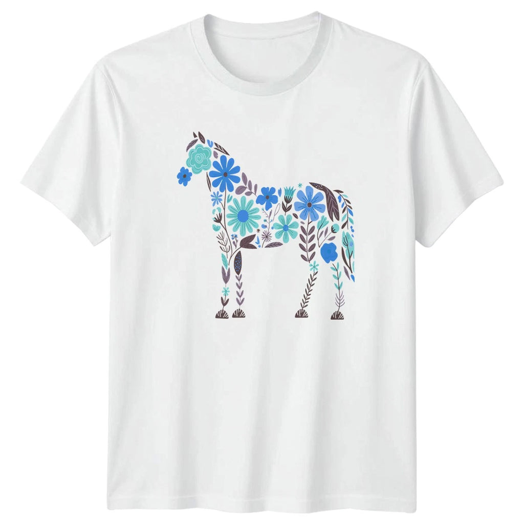 Beautiful Boho Floral Horse Silhouette Womens T-Shirt Floral Horse Birthday