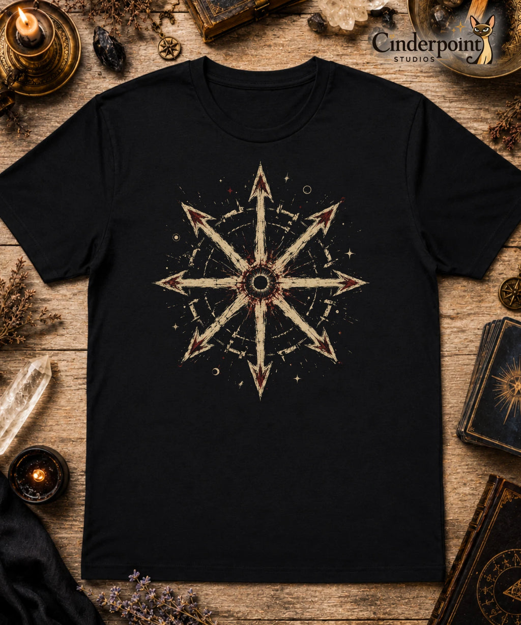 Chaos Star T Shirt Chaosphere Chaos Magick Occult Black Psychonaut Tee XS-5XL