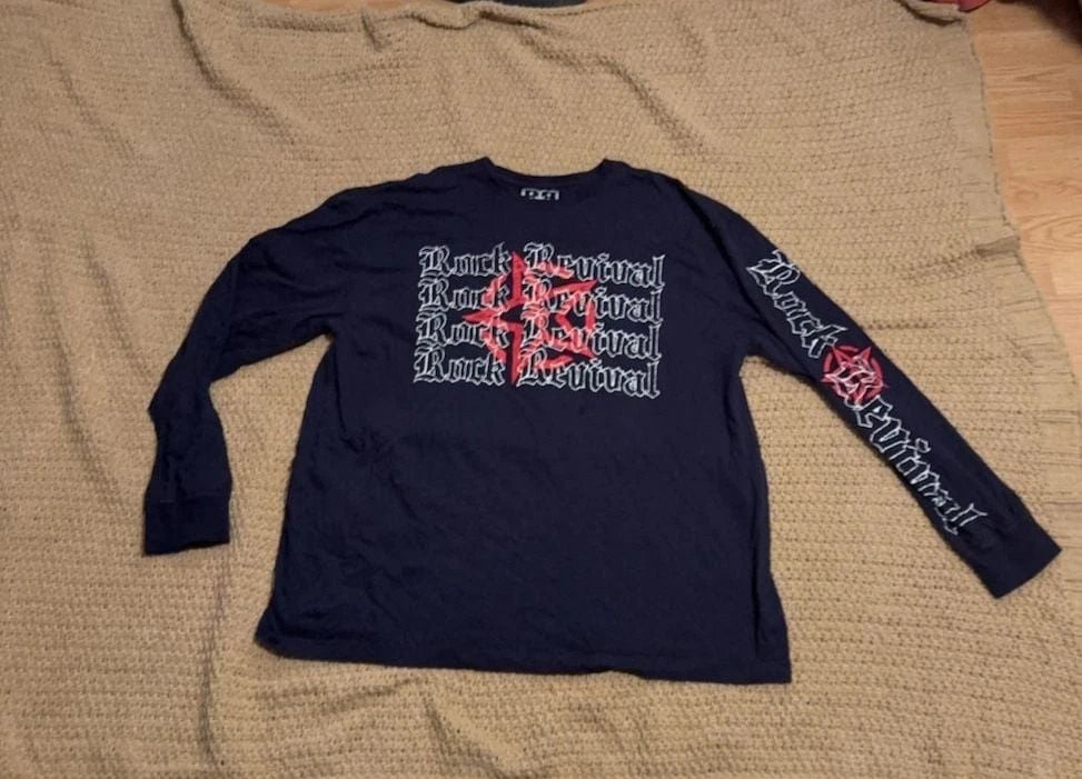 Rock Revival LST7318E Long Sleeve Graphic T-Shirt Black Size XXXL