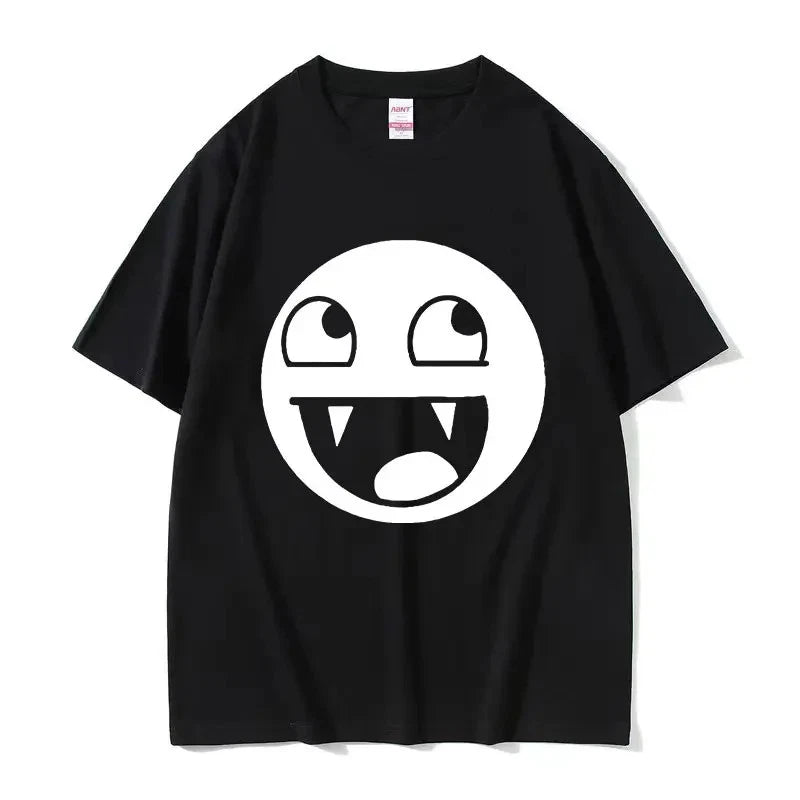 LOL Face Graphic T Shirt Y2K Meme Funny Goofy Smiley Streetwear Mens XS-XXXL