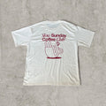 Sunday coffee club vintage style T-shirt with back graphic in cream. Size L.