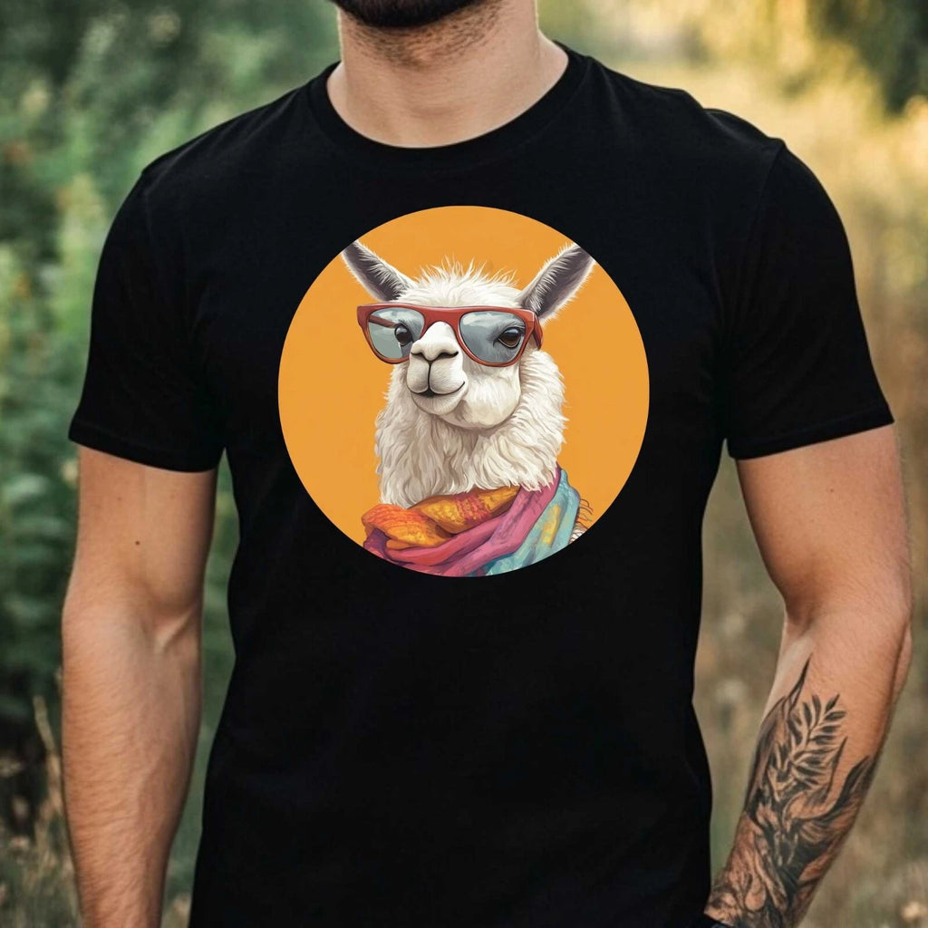 Mens Funny Llama Motif Cotton T-Shirt Size XS to 5XL