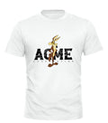 Wile E. Coyote ACME Roadrunner Cartoon 80s Mens T Shirt Colour White