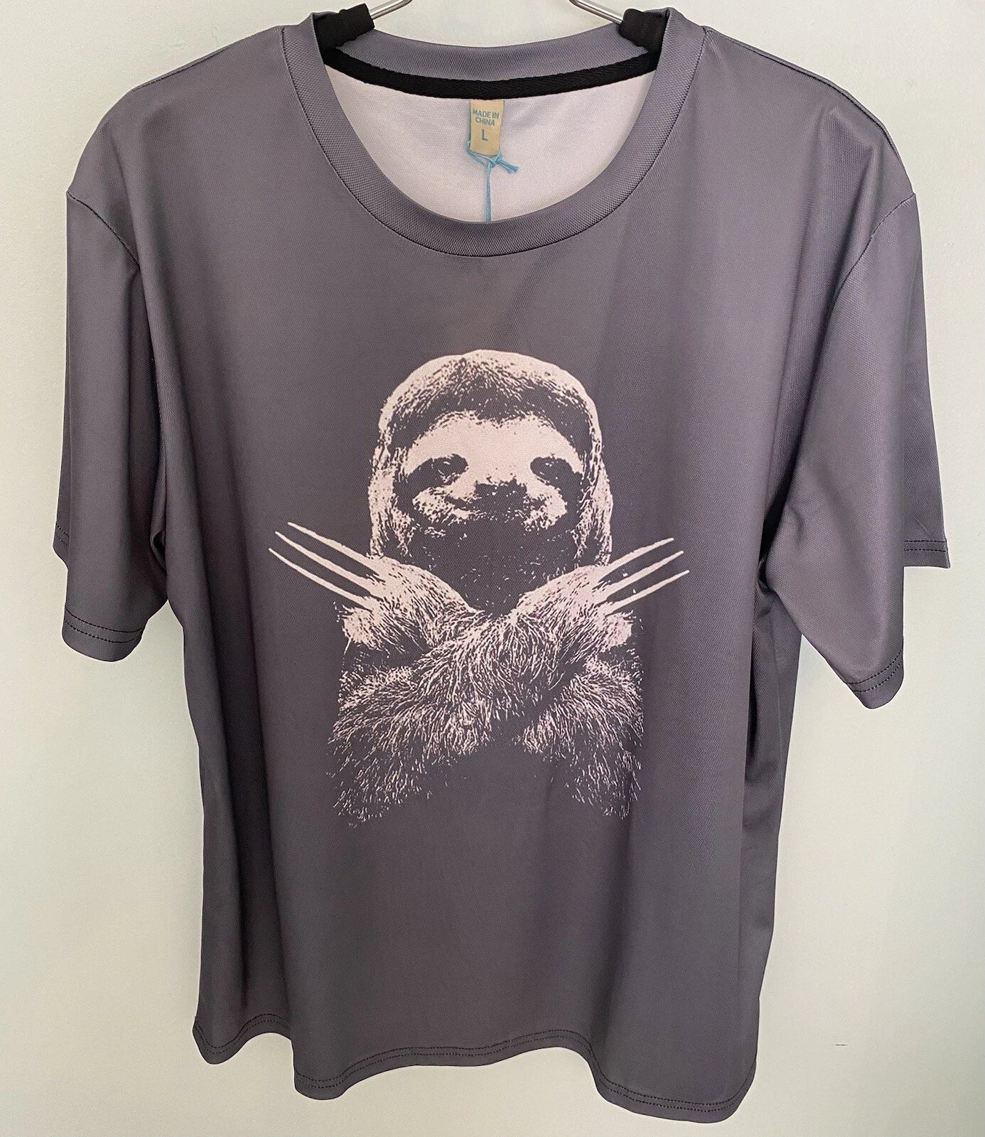 NWT ‘Slotherine’ Graphic T-Shirt Size Large Gray ‘Sloth/Wolverine’ Short Sleeve