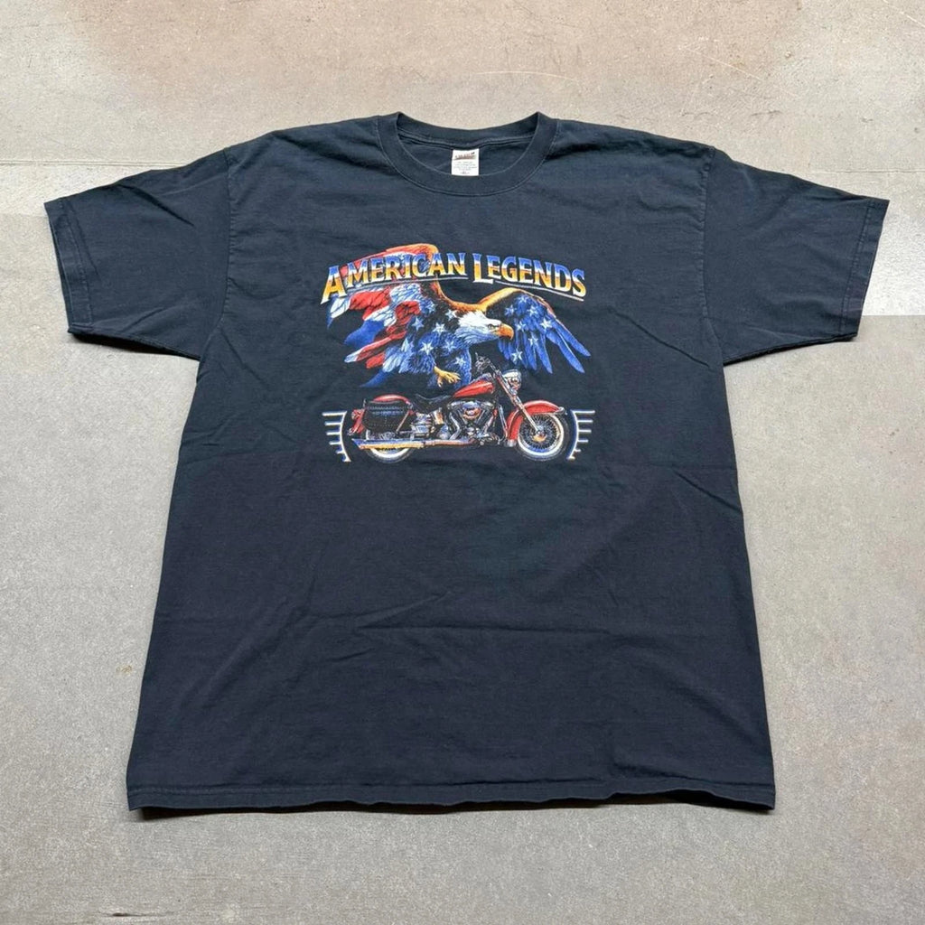 Vintage Y2K Anvil "American Legends" Eagle Biker T-Shirt
