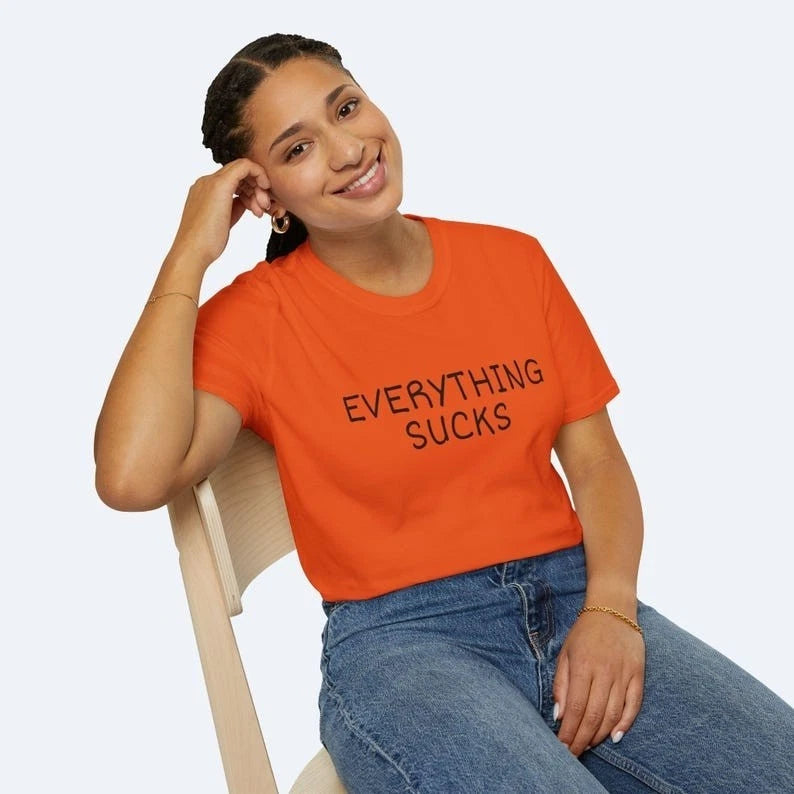 Everything Sucks Bart Simpson T-Shirt Funny Retro Cartoon Meme Tee Vintage 90s