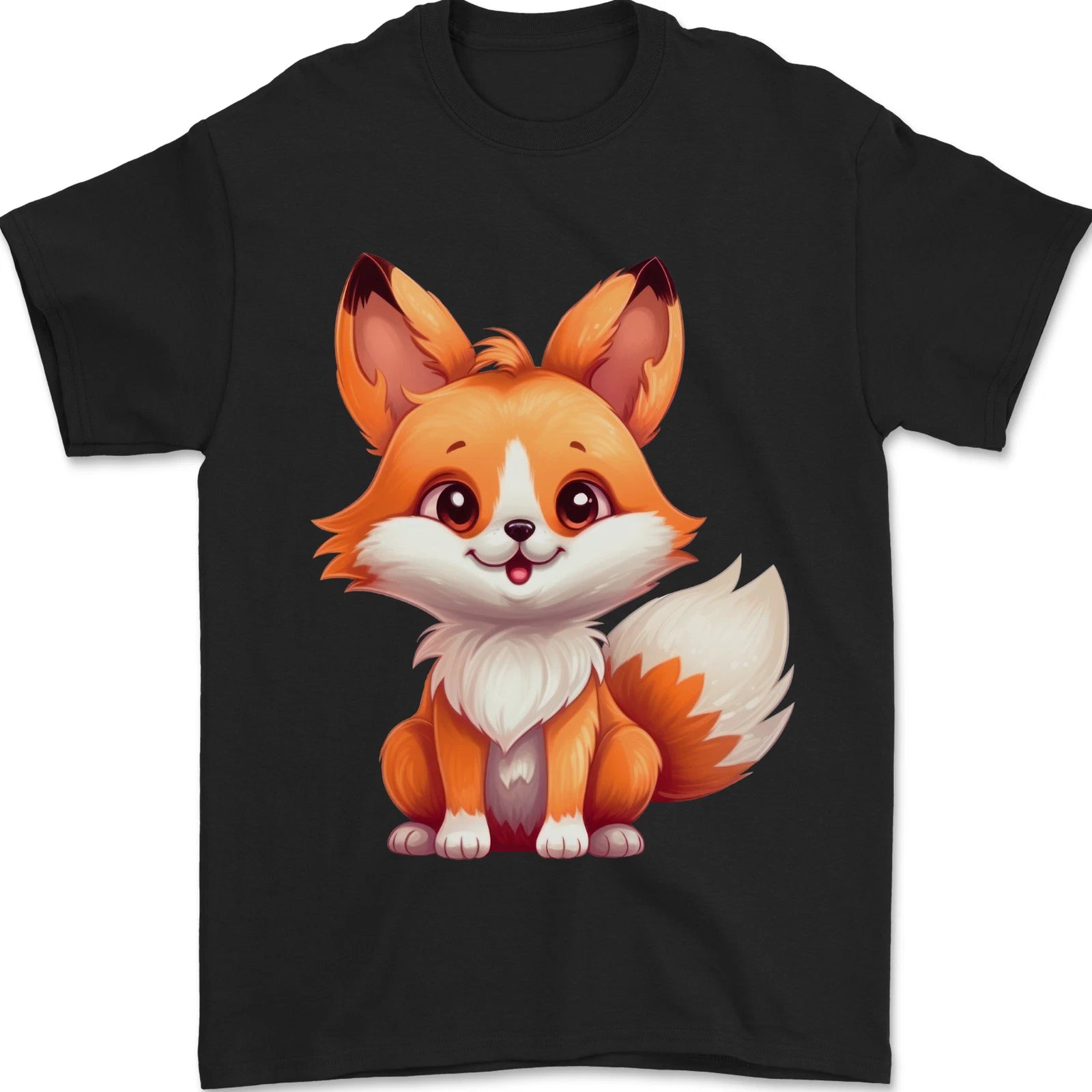 Cute Fox Kawaii Mens T-Shirt 100% Cotton