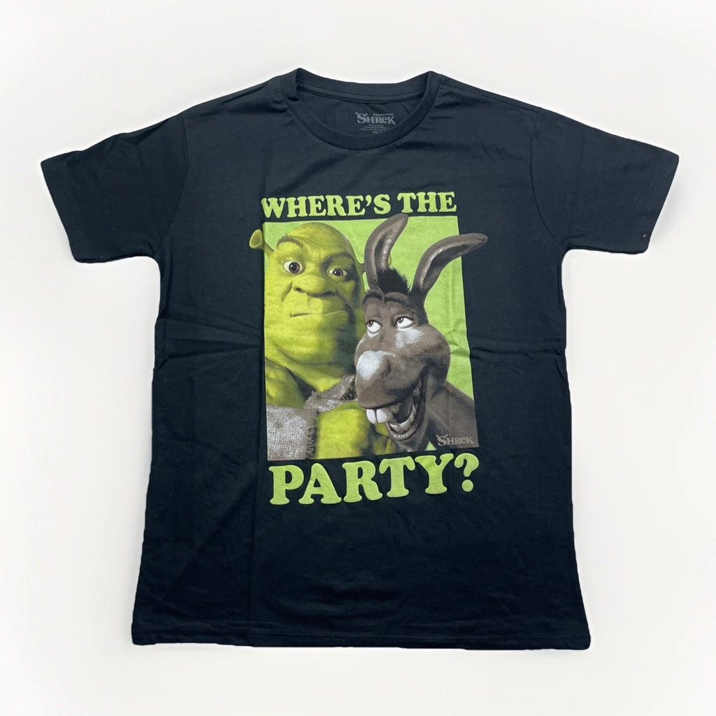 Y2K Shrek Graphic T-Shirt Where's the Party Donkey Universal Black  Size XS