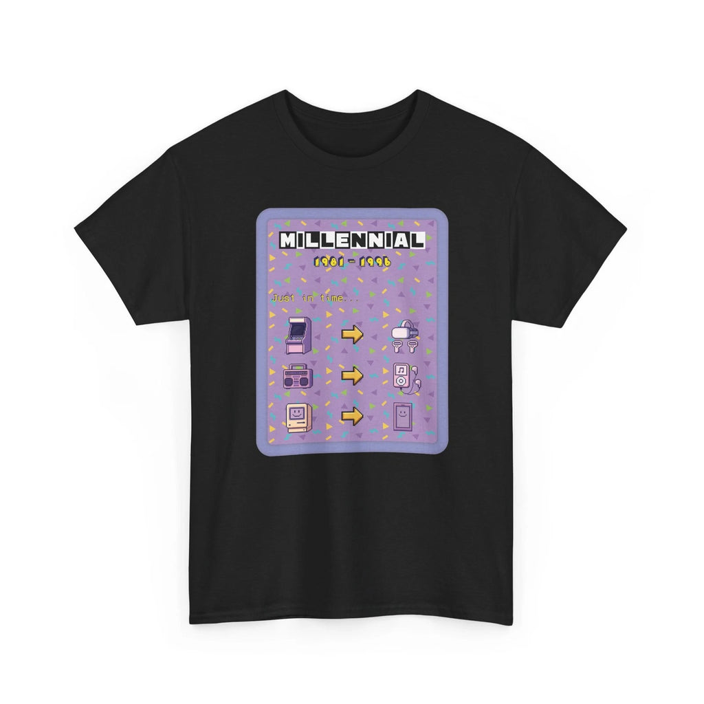 Millennial Tech Evolution Retro Tee - Purple Backdrop / Dark Fabric