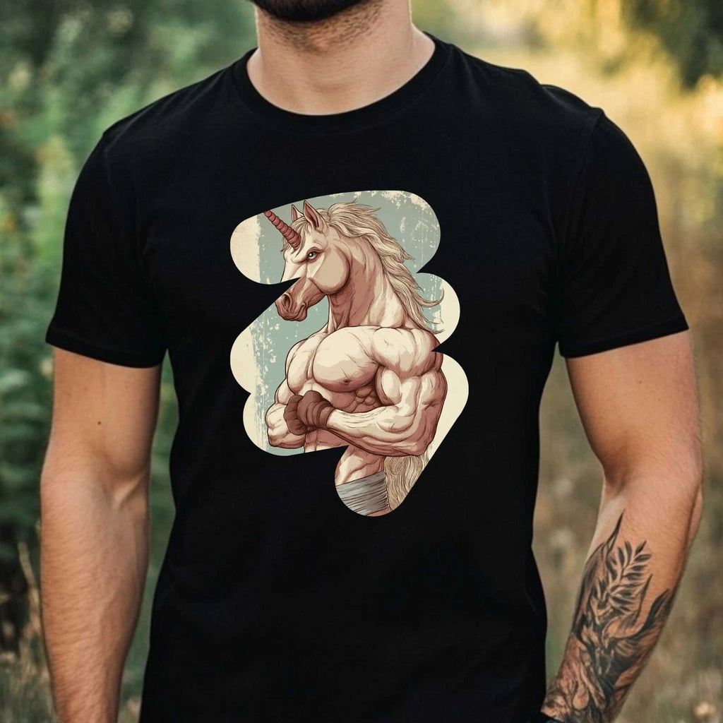 Mens Strong Unicorn Motif Cotton T-Shirt Size XS to 5XL