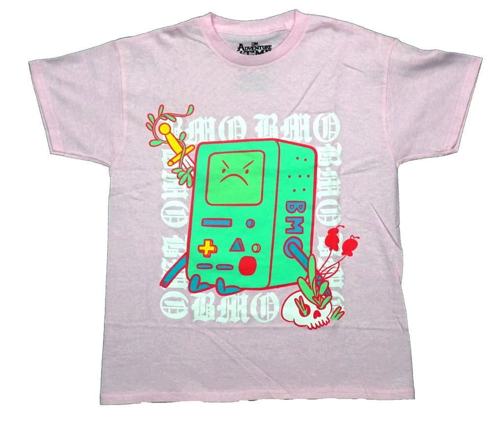 Adventure Time New Adult T-Shirt - BMO Surrounded by Gothic Font