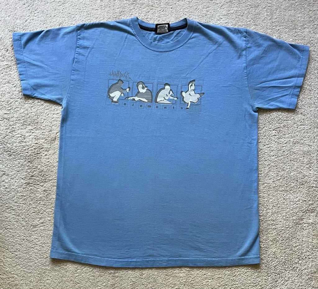 Vintage MadSoul Elements Hip Hop T-Shirt XL Blue Breakdance DJ Graffiti Y2K