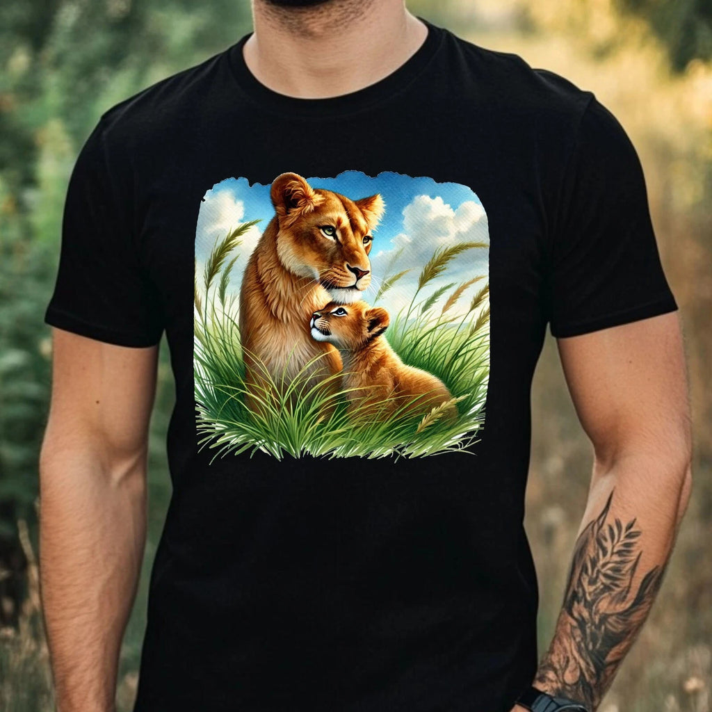 Mens Big Cat Print Cotton T-Shirt Size XS to 5XL