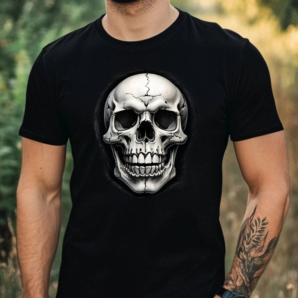 Mens Gothic Skull Motif Cotton T-Shirt Size XS to 5XL