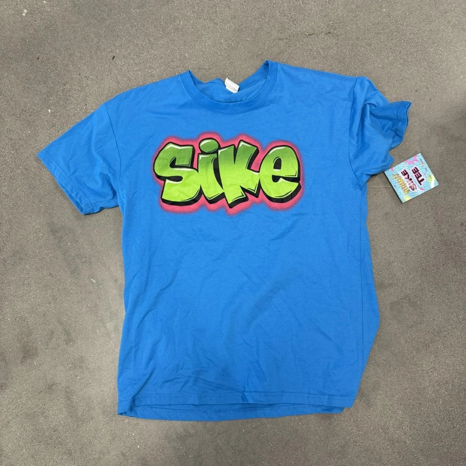 90's Y2K Sike T Shirt Mens Blue Short Sleeve New W/ Tags Free Fast Shipping