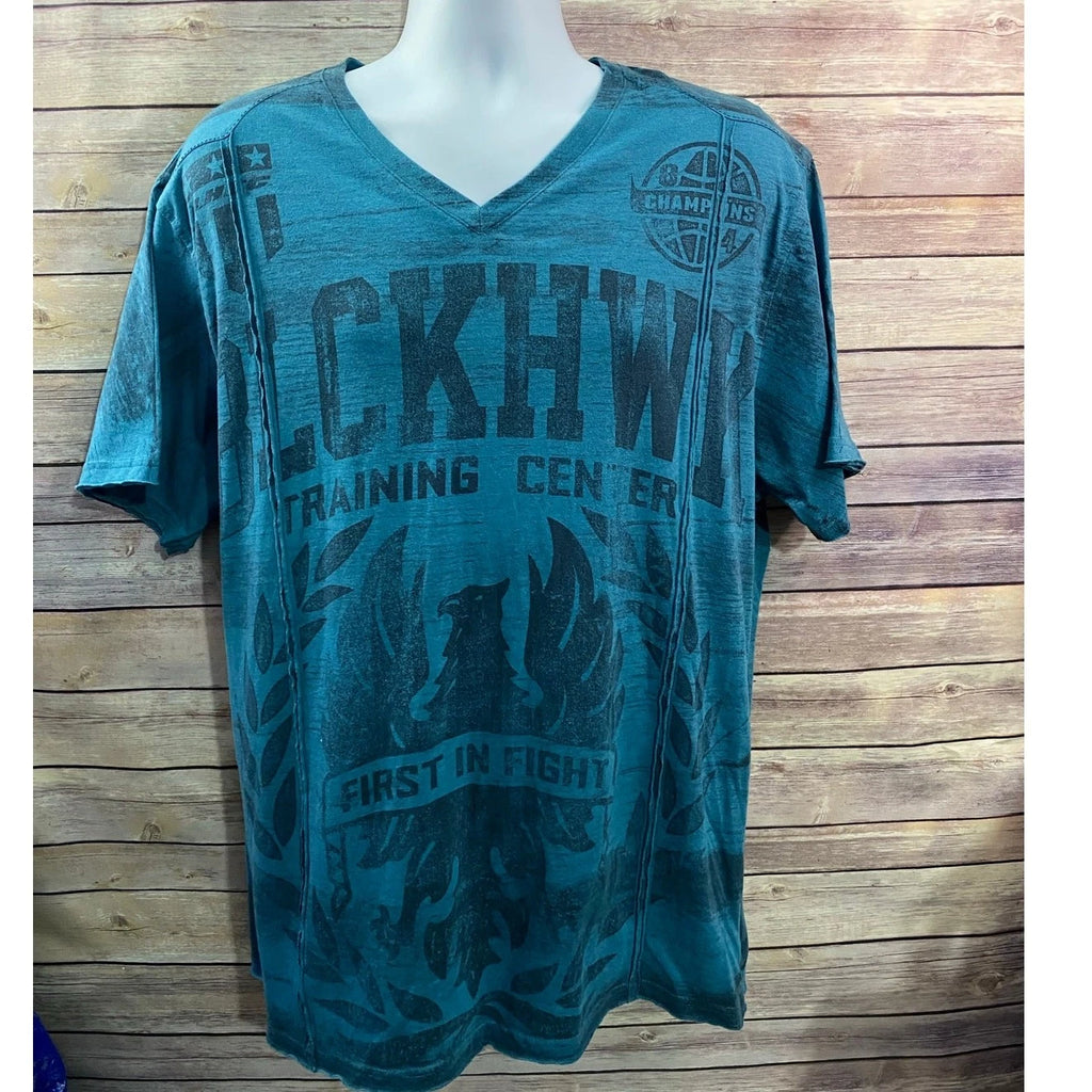 Retrofit Men's XXL Blue Graphic S/S Sleeve Shirt Gothic Y2K MMA