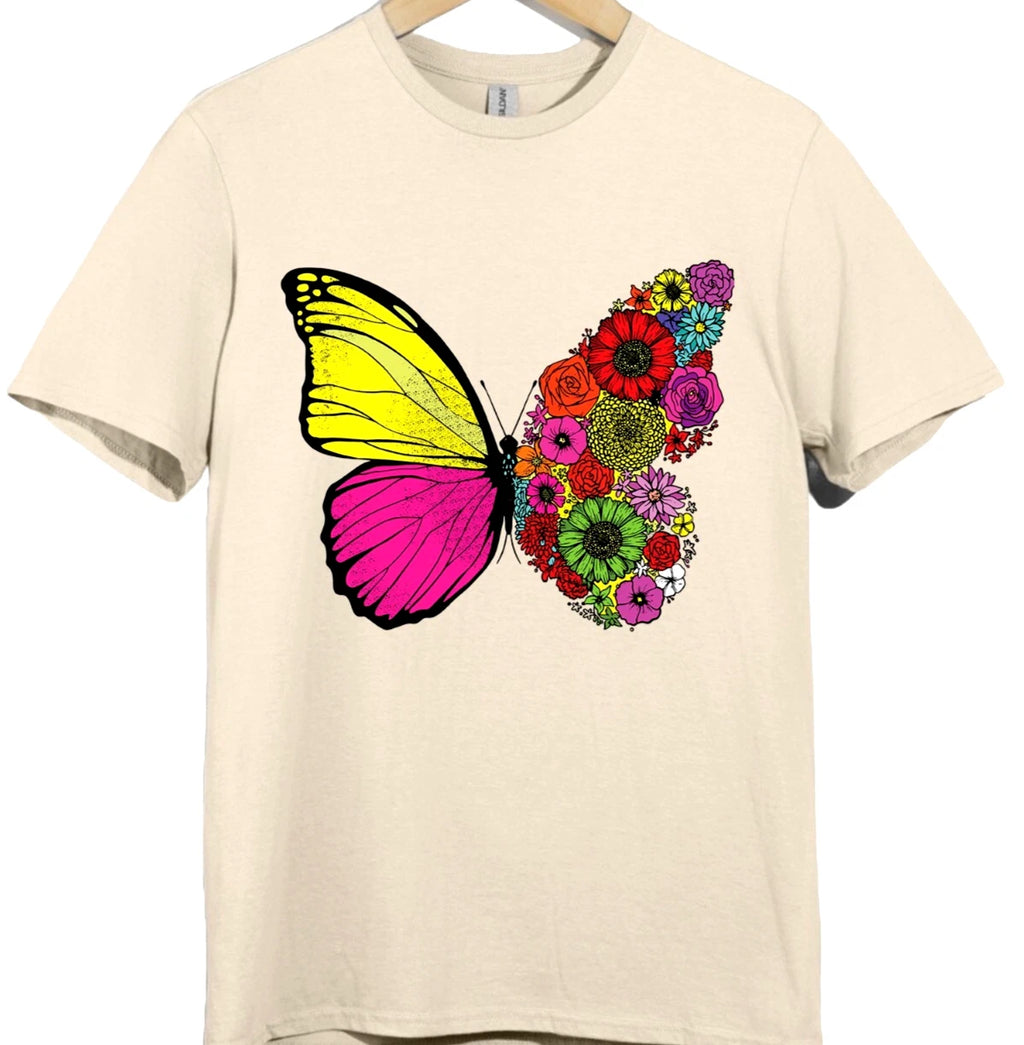 Butterfly T Shirt Women’s Floral Boho Graphic Tee Aesthetic Top