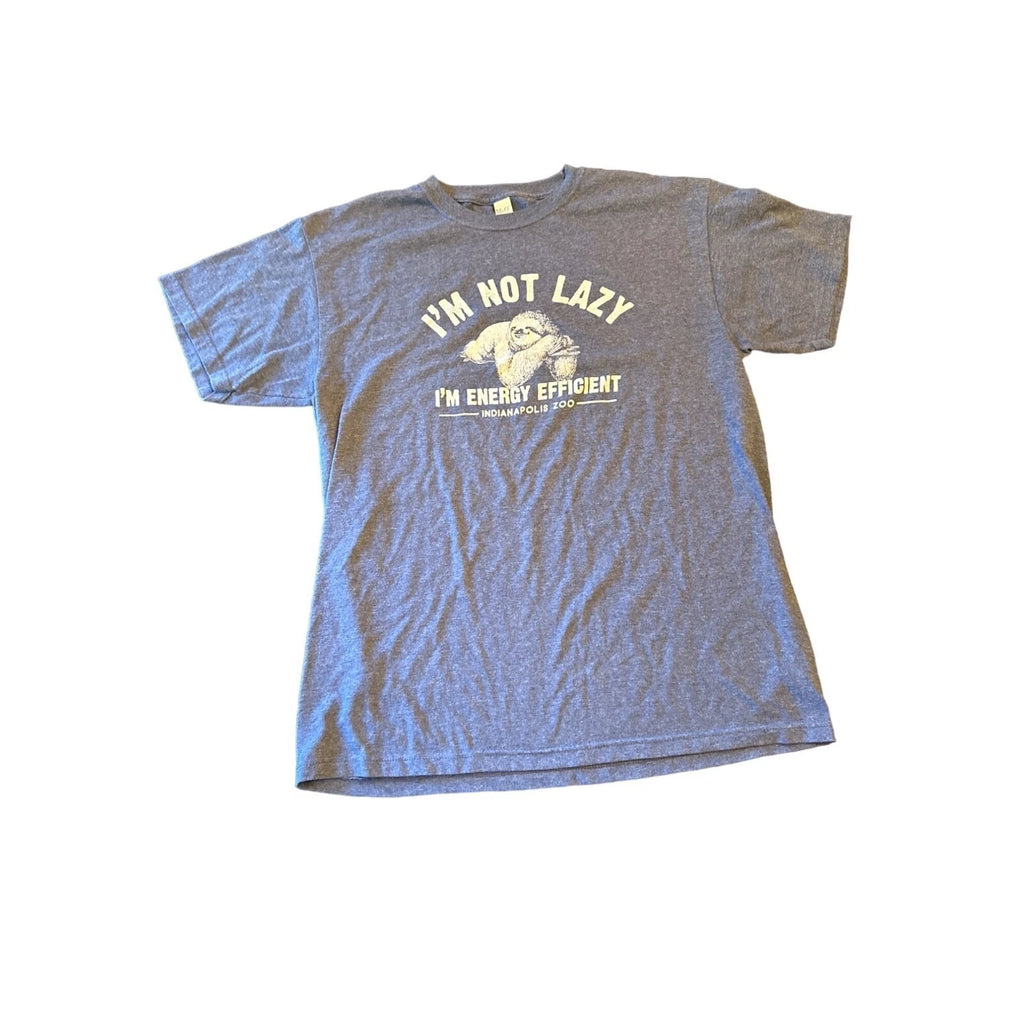 M&O Gold Indianapolis Zoo "Im Not Lazy Im Energy Efficient" T-Shirt M 50% Cotton