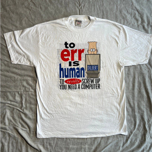 90’s Dilbert and Flaming Bass Reversible T-Shirt XL