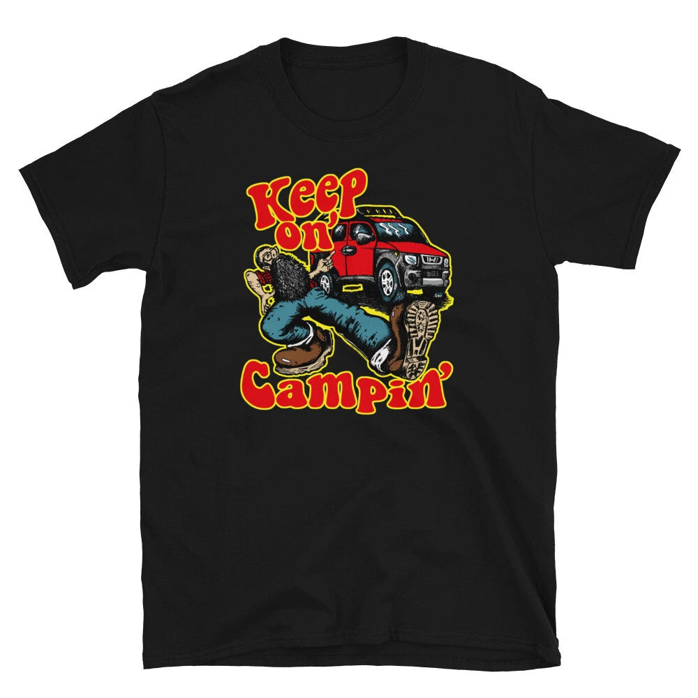 Keep on Campin' Red Honda Element Hippie T-Shirt Van Camping E Truckin' 1970s GO