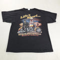 Y2K Biker Shirt Mens Extra Large Black Skeleton Skull Lifes Short Road Is Long T
