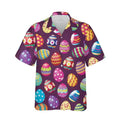 Mens Button Down Purple Easter Egg Funny Hawaiian Novelty Ugly Gift Shirt