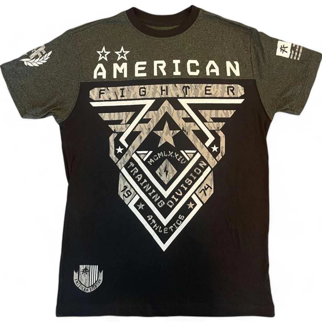 New Men's American Fighter Premium Athletic MMA Black/Dark Gray T-Shirt XS-4XL