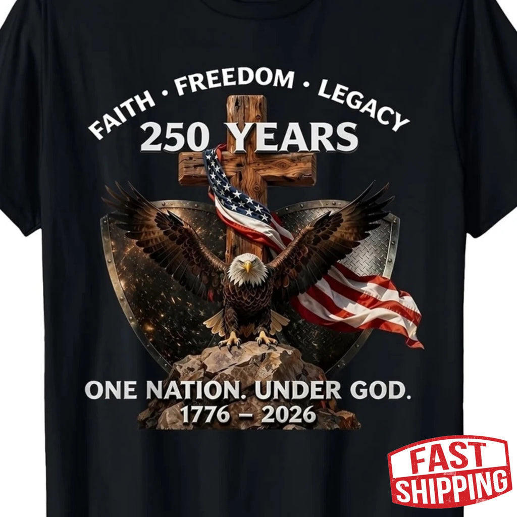 USA 250th Anniversary T Shirt 1776 2026 Eagle Patriotic July 4th Graphic Tee