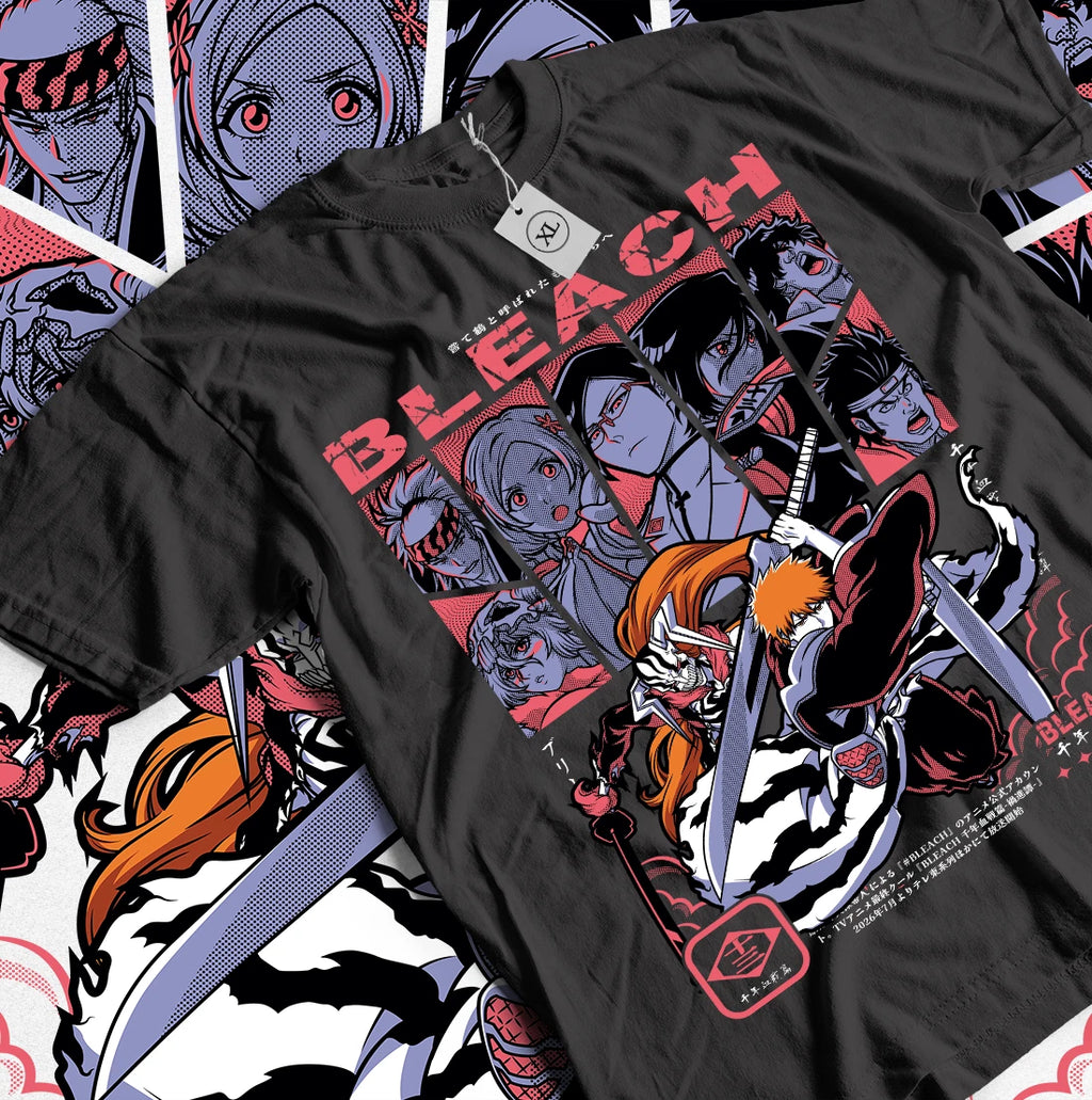 Bleach Ichigo T-Shirt Kurosaki Moon Kawai Anime Horror Manga Gift shirt All Size