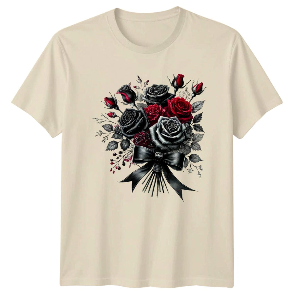 Roses Bouquet Gothic Style Mens T-Shirt Womens Tee Graphic Unisex Top