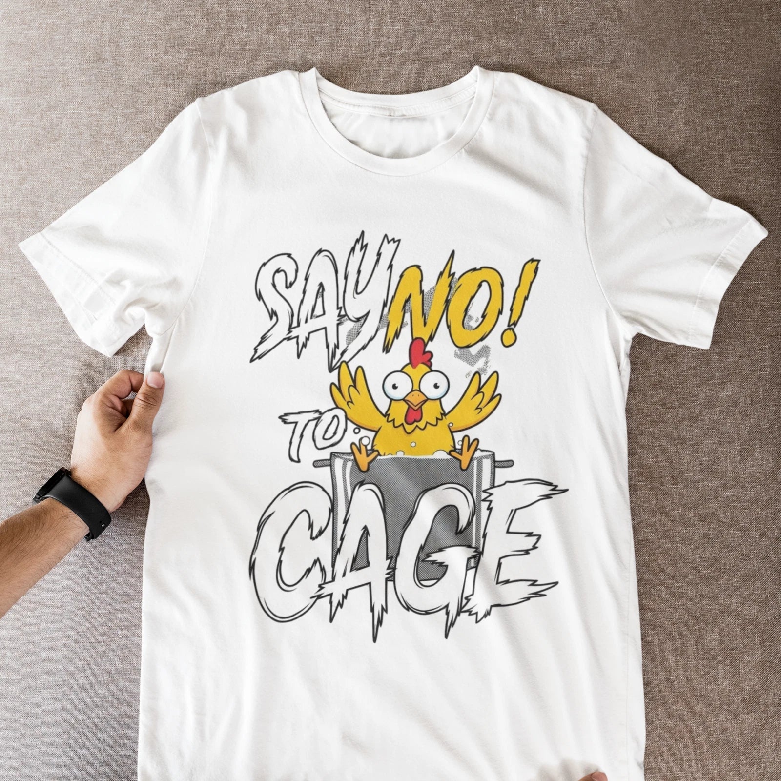 Say No to Cage Chicken T-Shirt – Funny Pot Meme Tee
