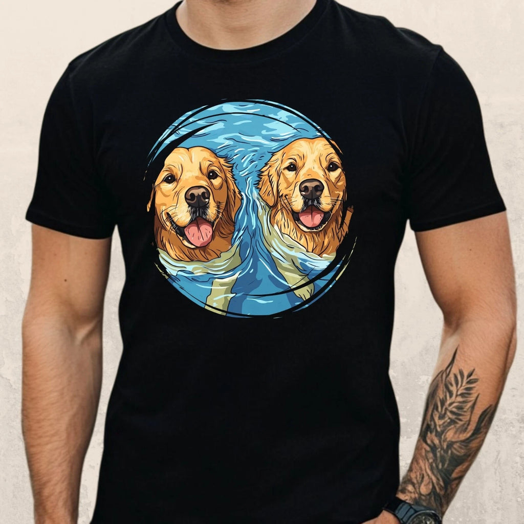 Mens Golden Retriever Motif Cotton T-Shirt Size XS to 5XL