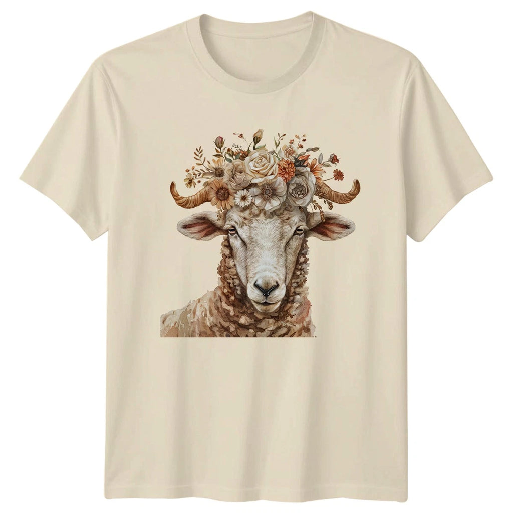 Floral Sheep Boho Rustic T-Shirt Womens Gift For Her