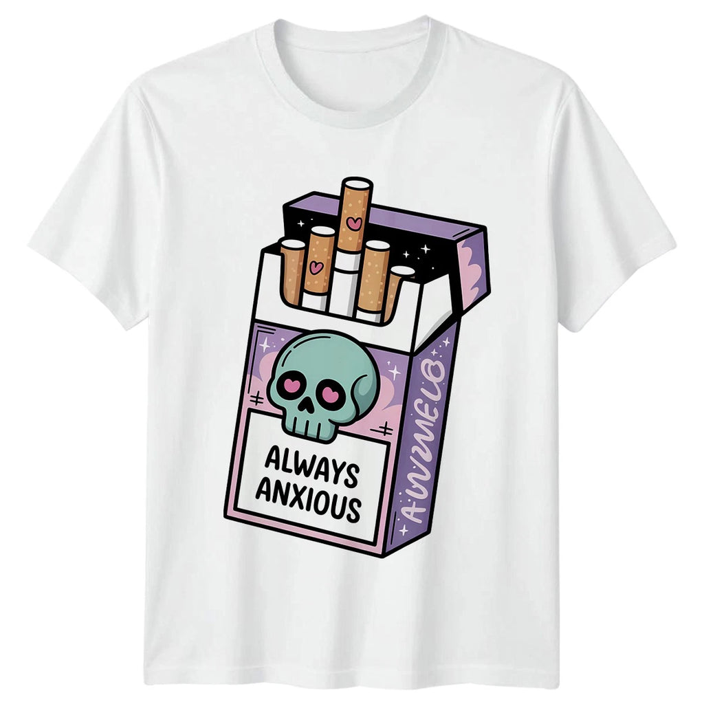 Always Anxious Womens T-Shirt Pastel Goth Mental Health Halloween Gift For Her