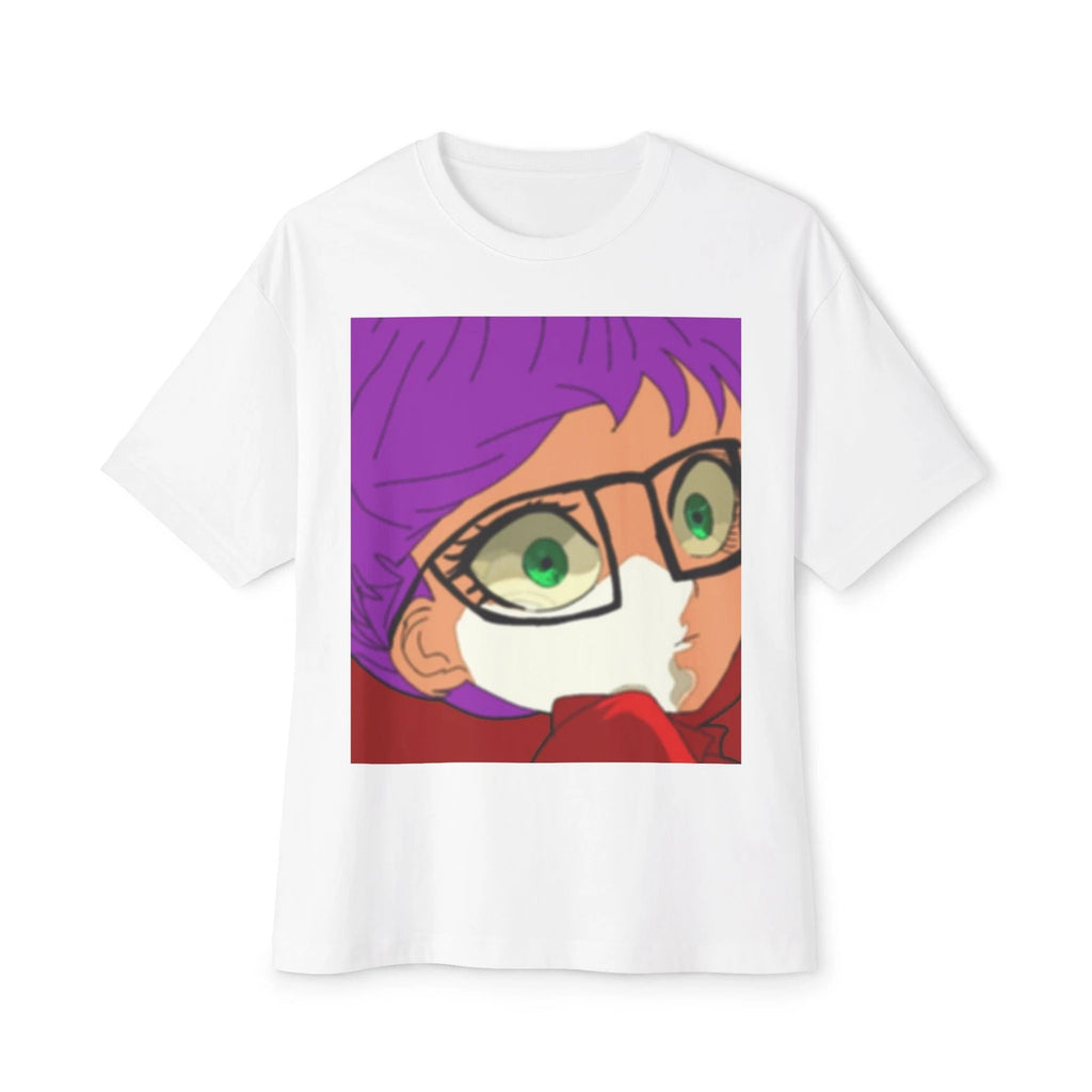 Purple-Haired Anime Woman Tee | Glasses Portrait T-Shirt