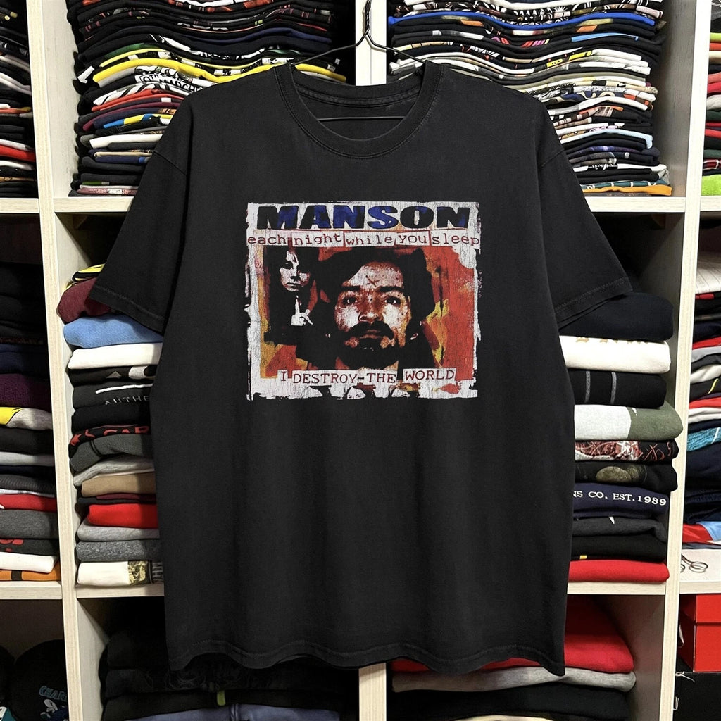 90's Charles Manson Classic T-Shirt Black M