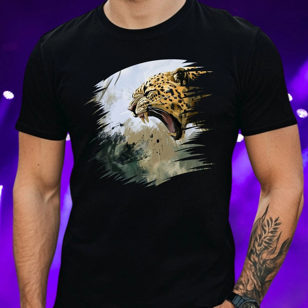Mens Leopard Print Cotton T Shirt Size XS to 5XL