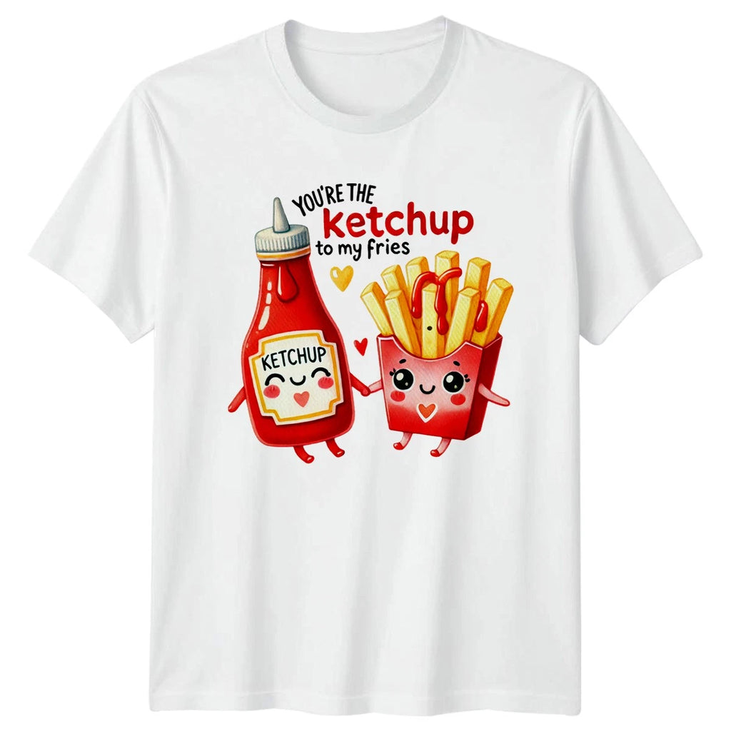 Ketchup Fries Kawaii Food Mens T-Shirt Womens Tee Graphic Unisex Top
