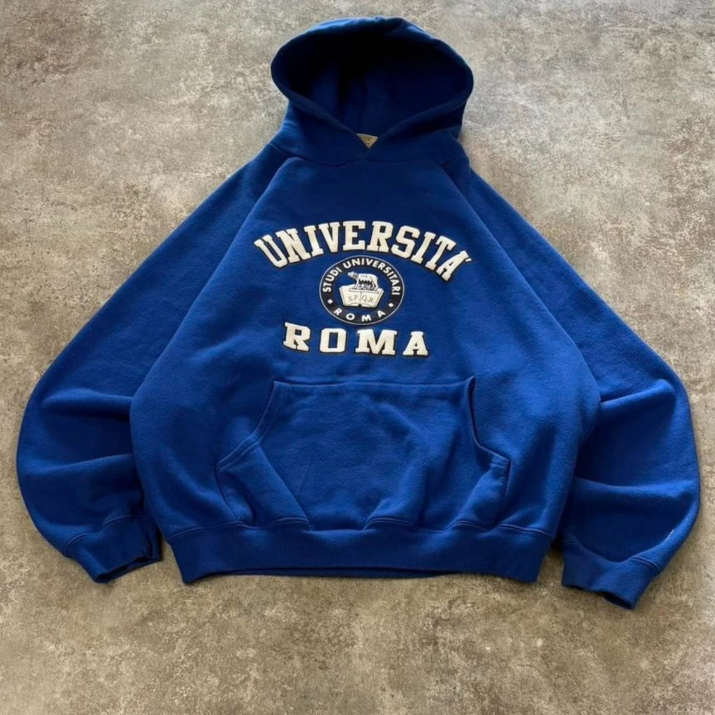 University of Roma Spell-Out Heavyweight Blue Hoodie S-5XL Gildan