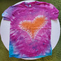 Tie-Dye T-Shirt – Heartburst Pink & Orange – Gildan Heavy Cotton – Size MediumT