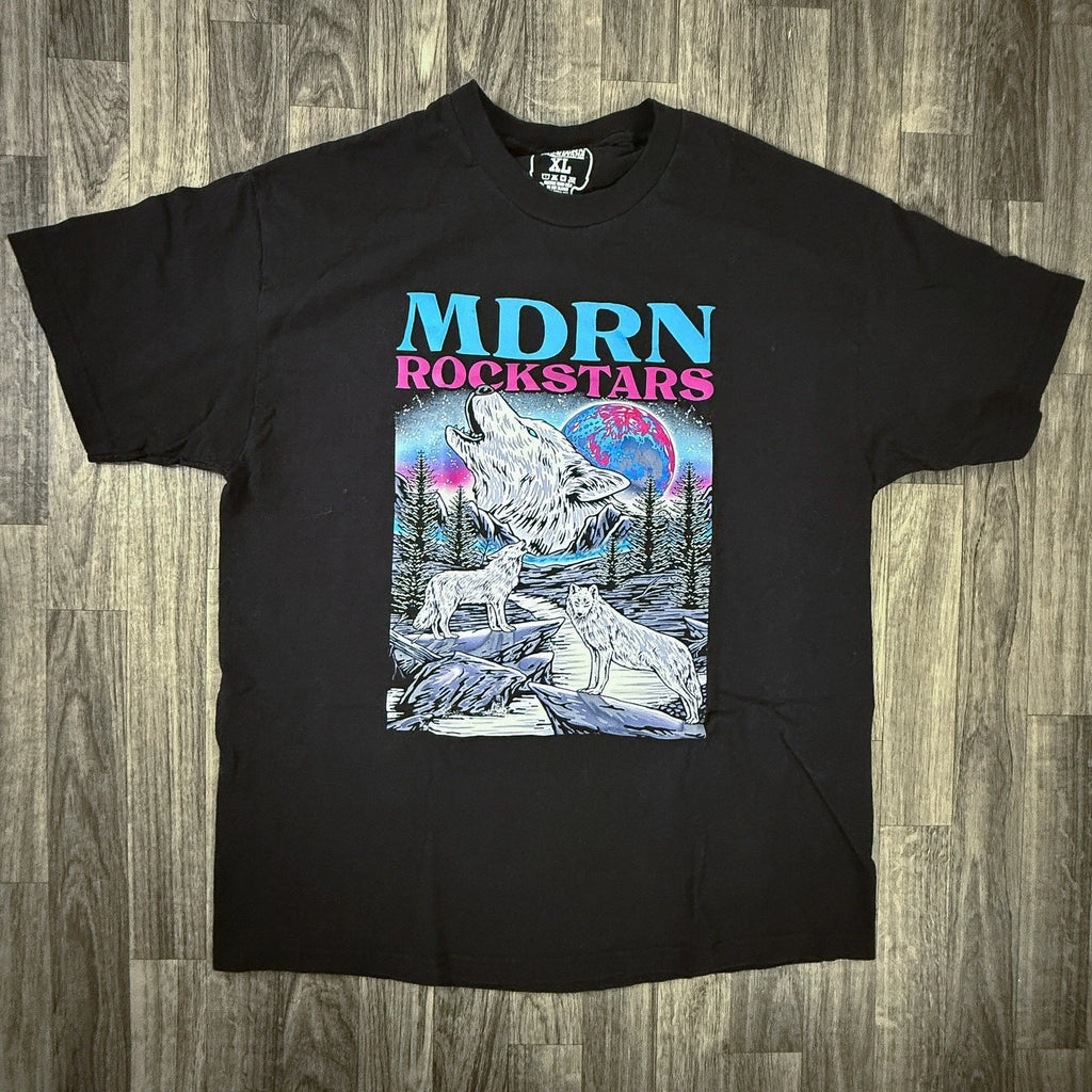 Modern Rockstars XL Wolf Dreamcatcher Shirt Butterfly Graphic Tee Black