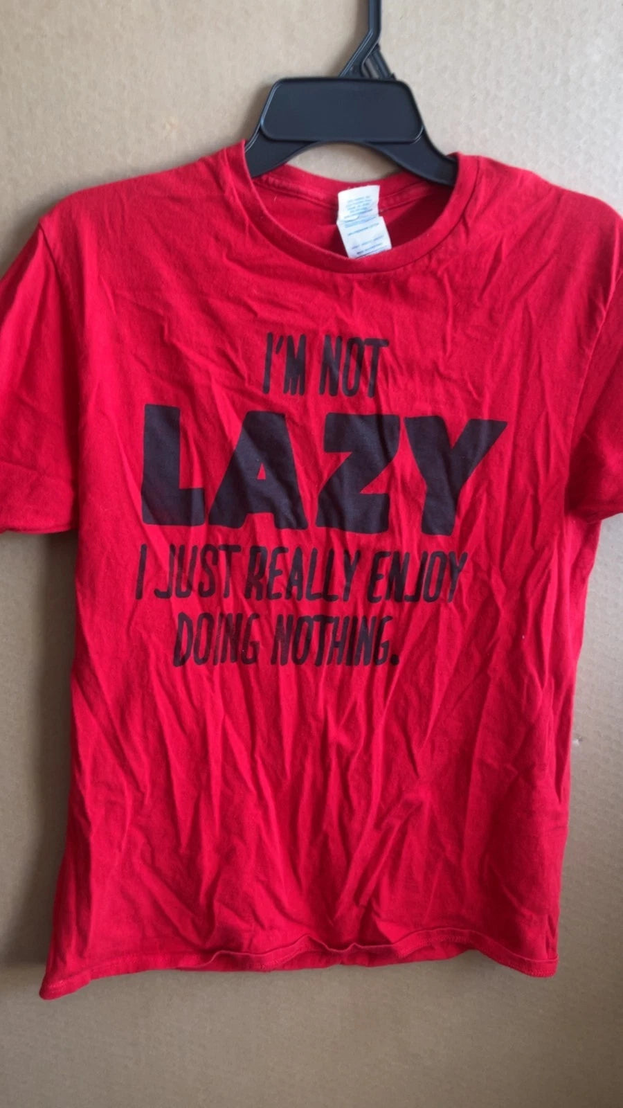 DELTA PRO WEIGHT MEDIUM RED SHORT SLEEVE TSHIRT FUNNY I'M NOT LAZY