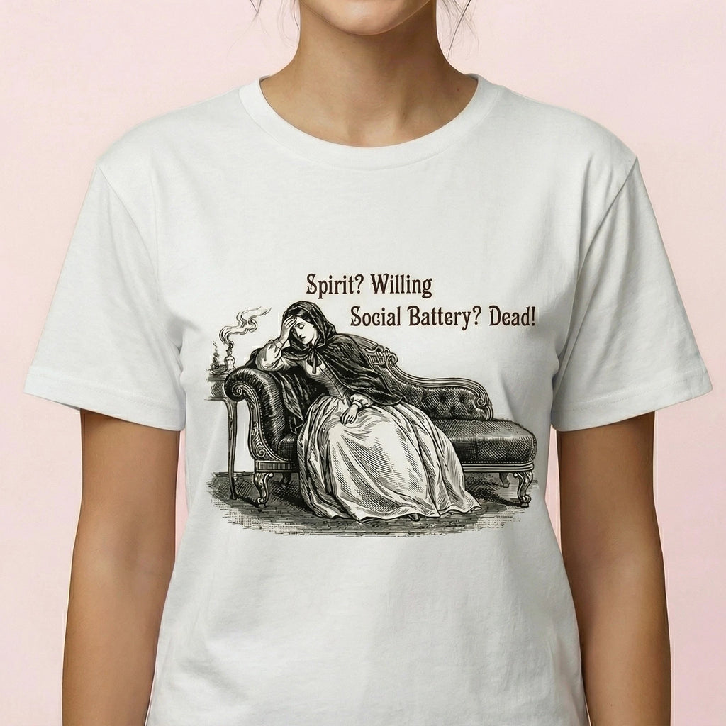 Social Battery Funny T-Shirt Introvert Meme Graphic Tee Antisocial Burnout Gift