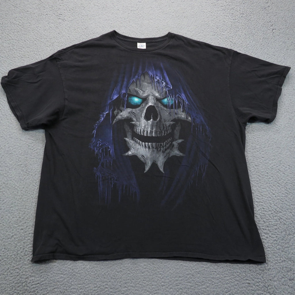 Y2K Shirt Mens XXXL Skull Graphic Print Black Grunge Gothic MEGA Reaper Tee VTG