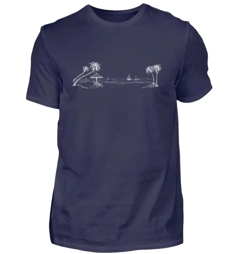 Strand T-Shirt mit Palmen, Surfer Shirt Männer, Sommer T-Shirt Retro, Boho Beach