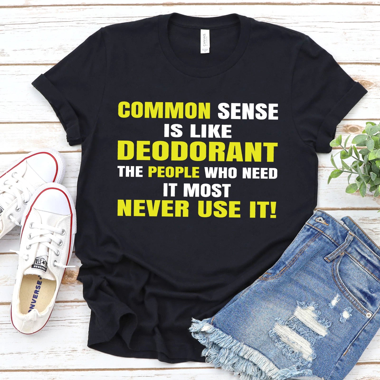 Common Sense Sarcastic Shirt Funny Gift Idea Humor T-Shirt Men & Women