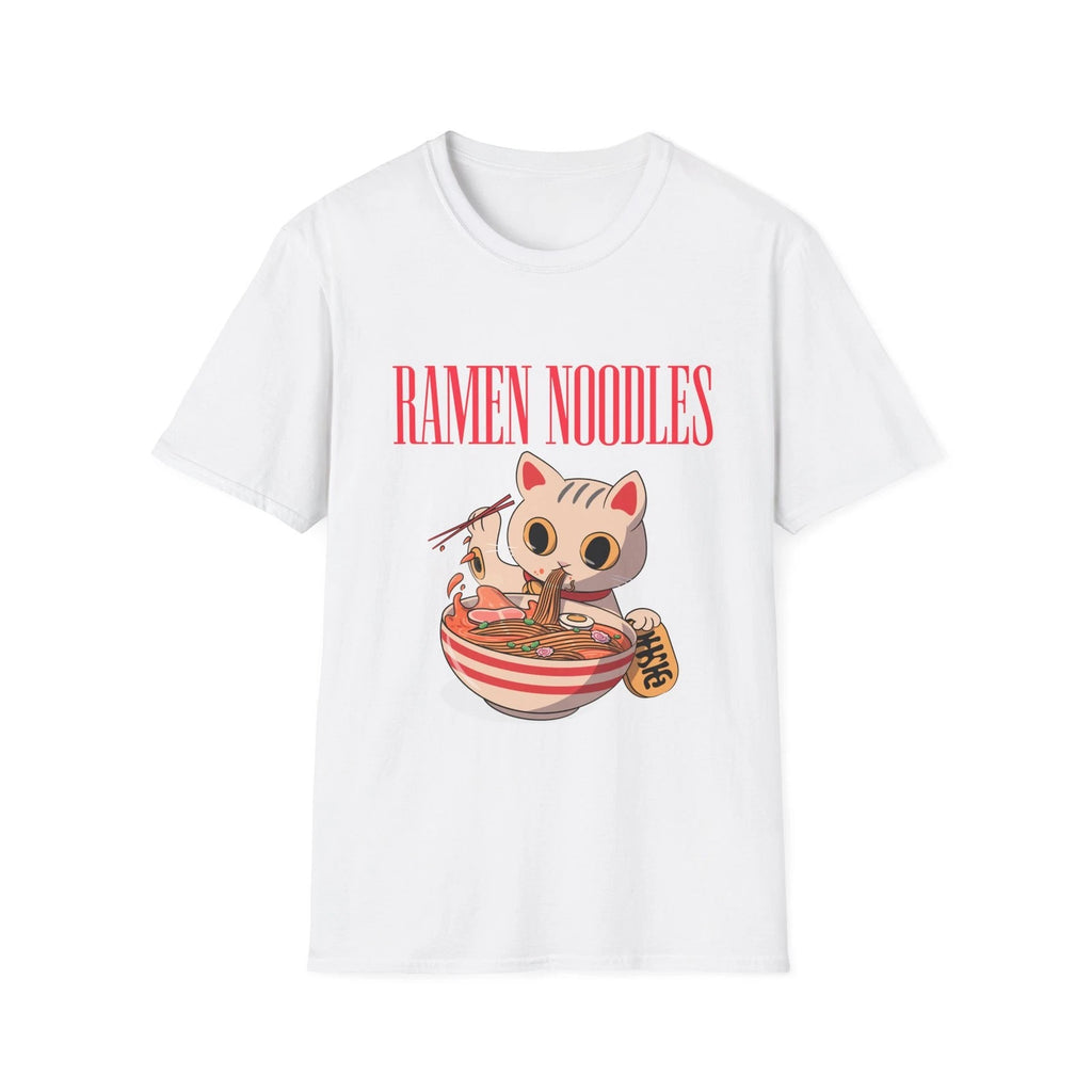 Ramen Noodles Cat T-Shirt | Cute Kawaii Maneki Neko Ramen Design